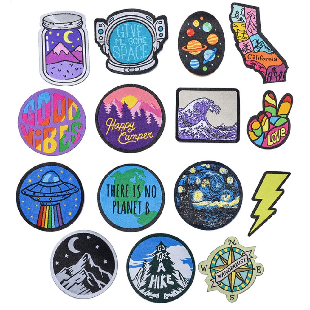 Sewing Labels - Cartoon Landschap Ruimte Geweven Label Patch