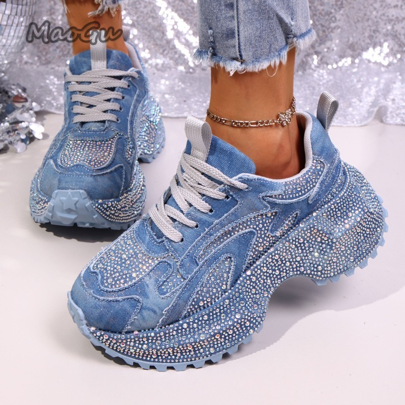 Sewing Garment - Mode Strass Dames Chunky Sneakers Dikke