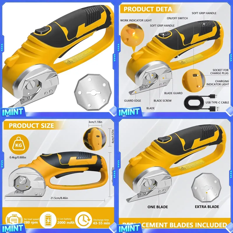 Rotary Cutter Fabric - 2000mAh Draadloze Elektrische Schaar Rotatieschaar Elektrische